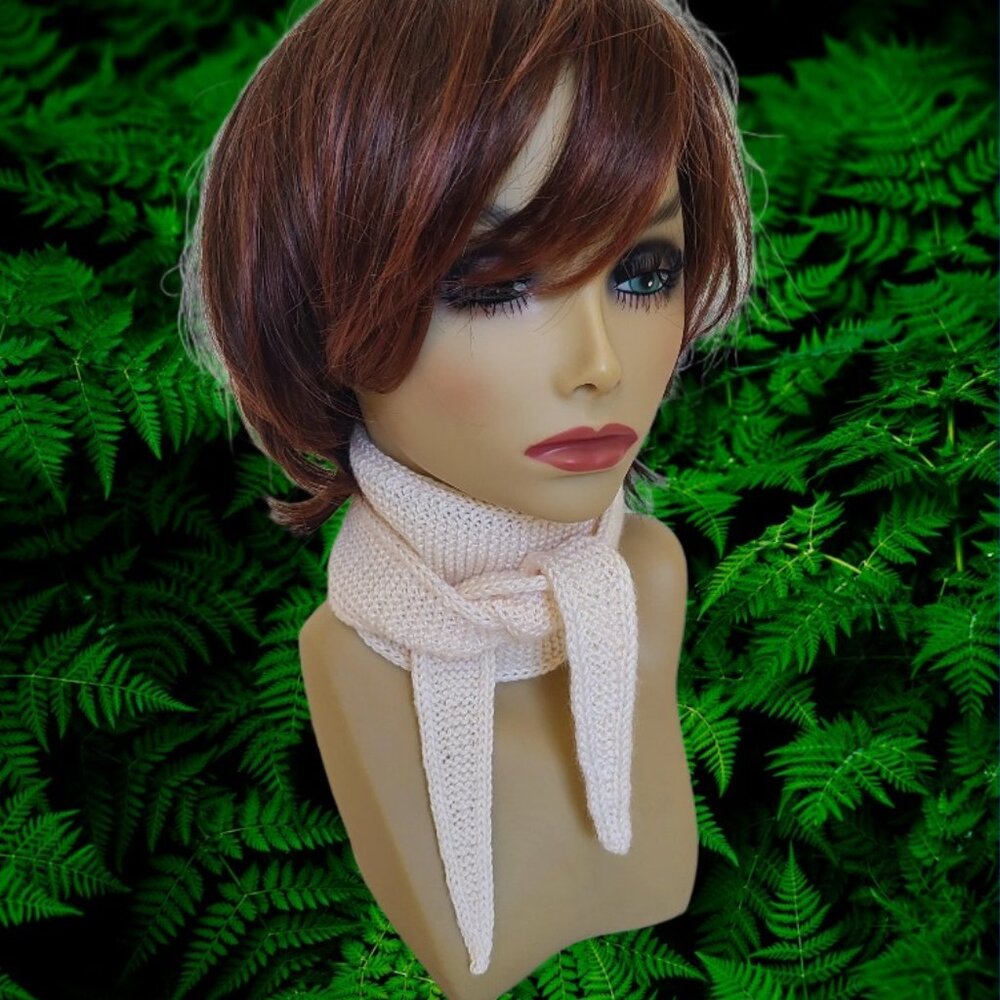 Sophie Scarf Knit Handmade Neck Warmer Creme Wool Acrylic Blend